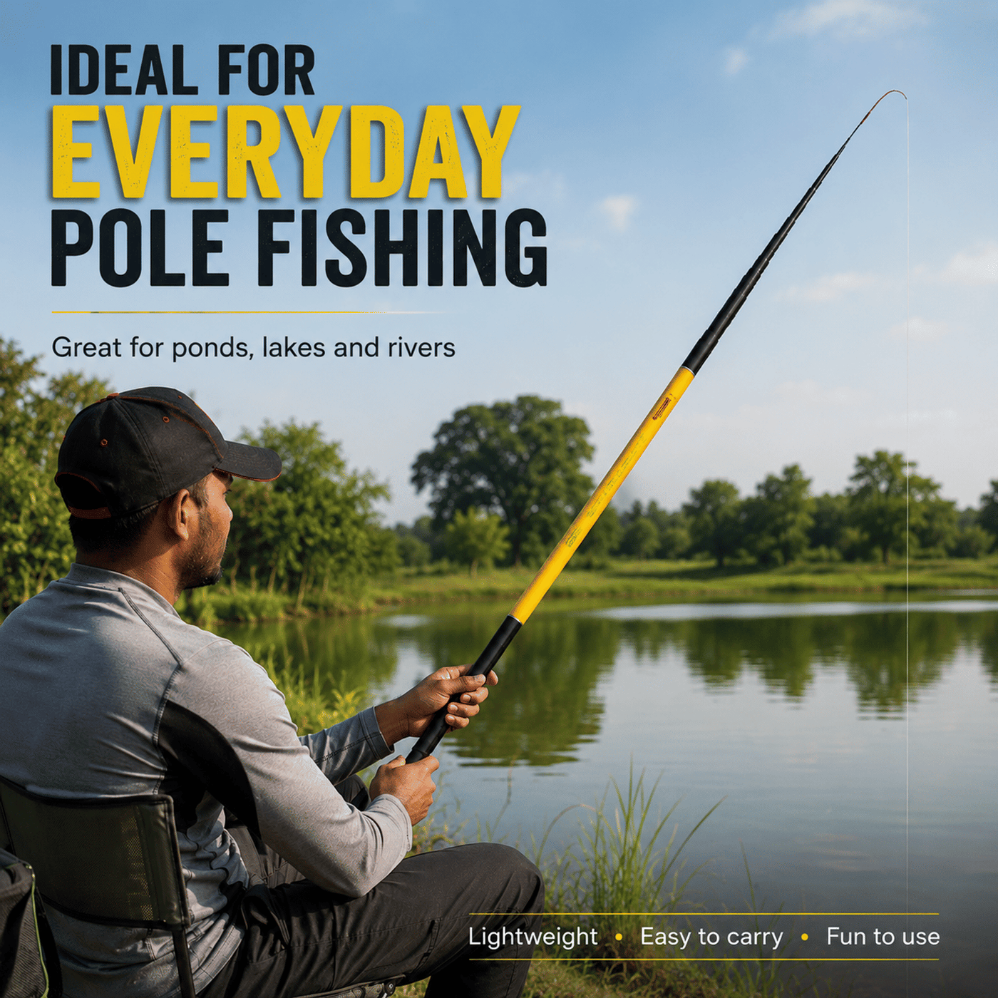Lucana Bamboo Pole Fishing Rod 10ft / 300 – Lightweight Telescopic Pole Rod India