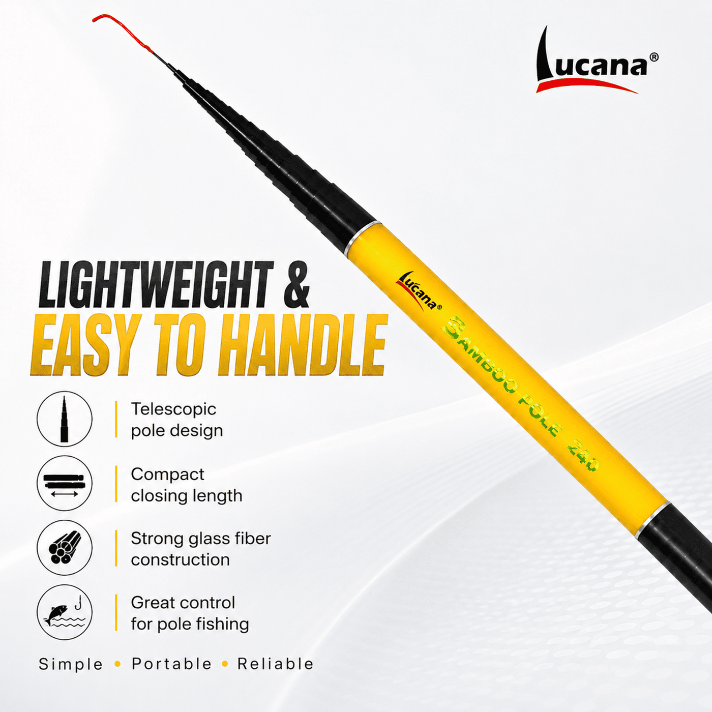 Lucana Bamboo Pole Fishing Rod 10ft / 300 – Lightweight Telescopic Pole Rod India
