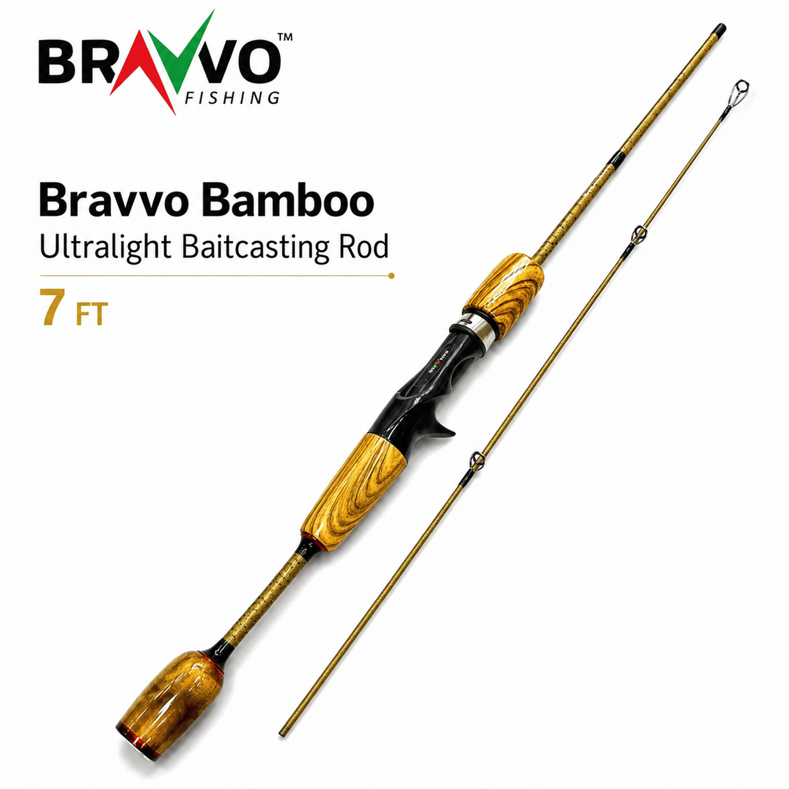 Bravvo Bamboo Ultralight Baitcasting Rod - 6.6 & 7 Ft