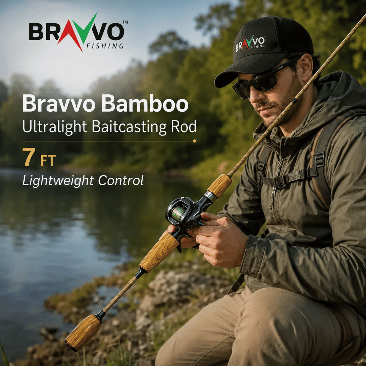 Bravvo Bamboo Ultralight Baitcasting Rod - 6.6 & 7 Ft