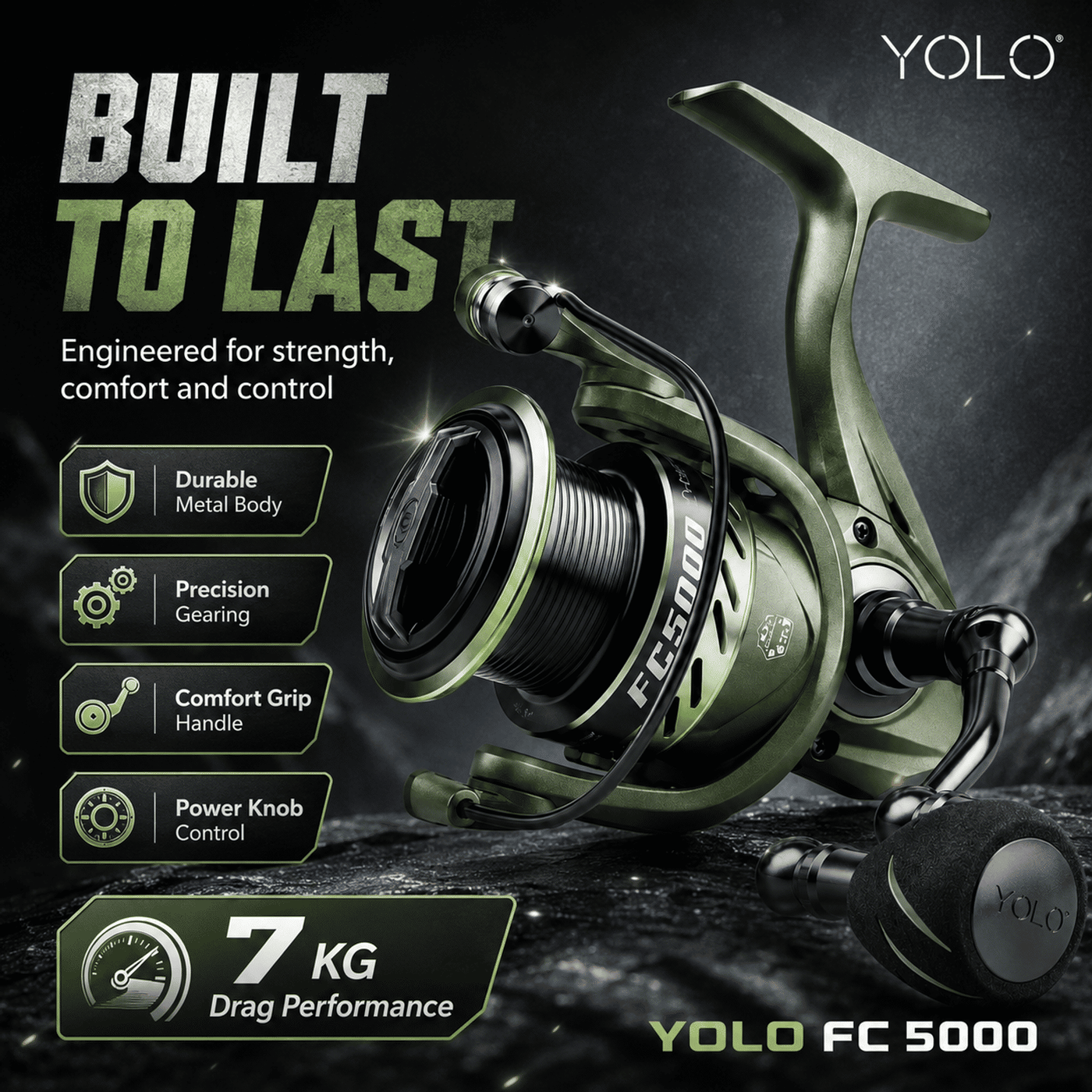 YOLO FC 4000-6000 Metal Spinning Fishing Reel
