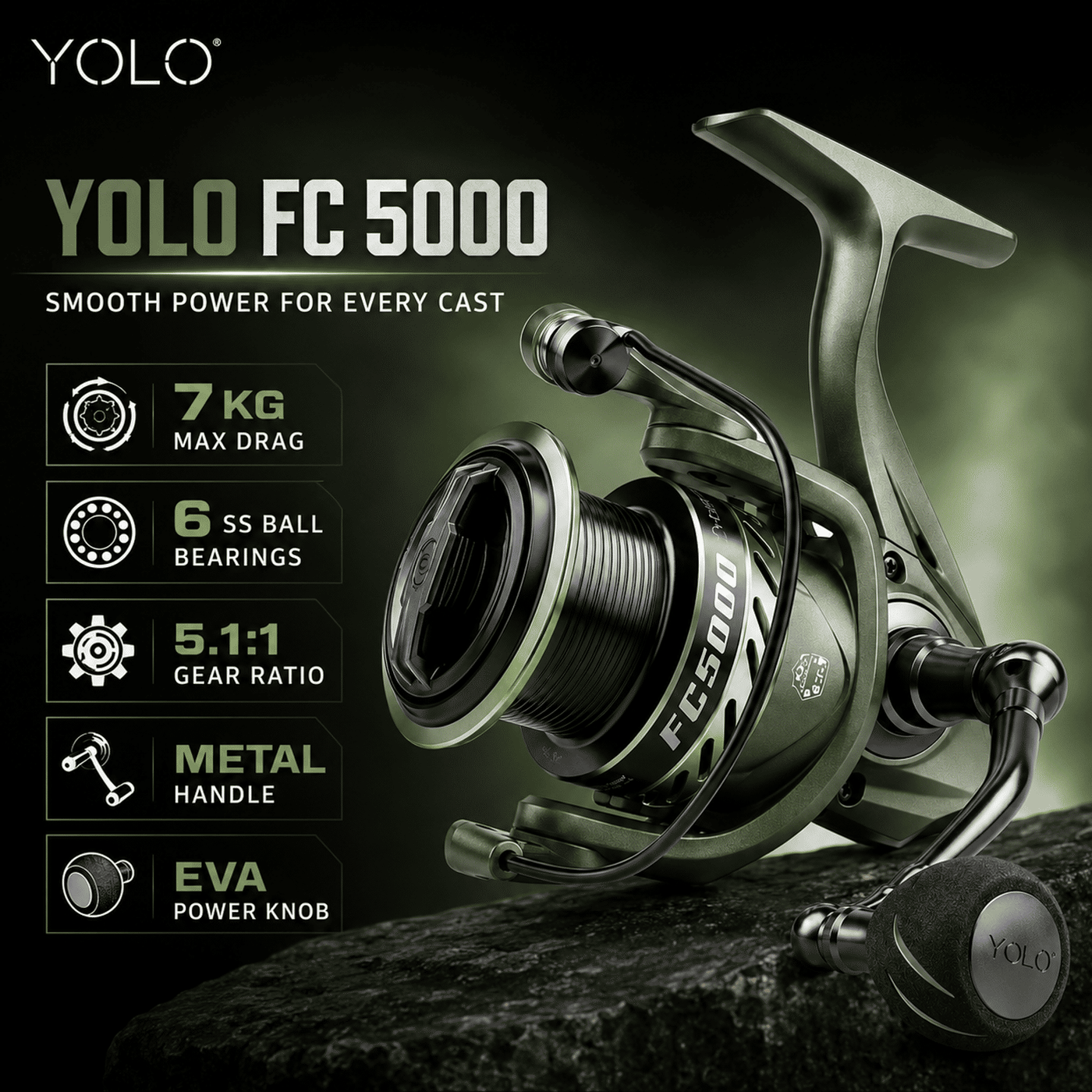 YOLO FC 4000-6000 Metal Spinning Fishing Reel