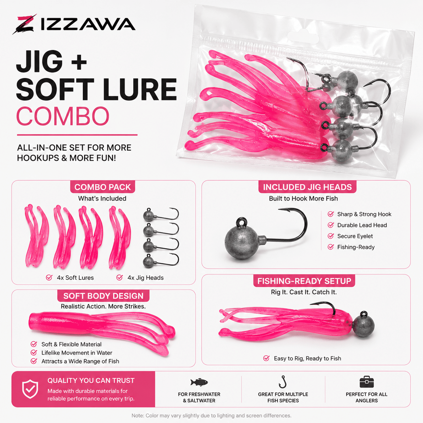 Izzawa Jig with Soft Lure - Pack of 5