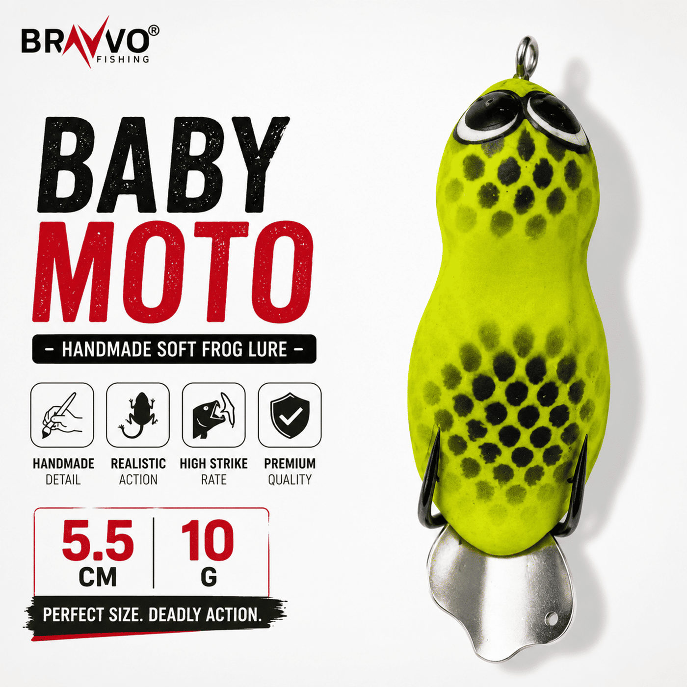 Bravvo Baby Moto Handmade Soft Frog Lure 5.5 cm 10 g Topwater Spinner Bait