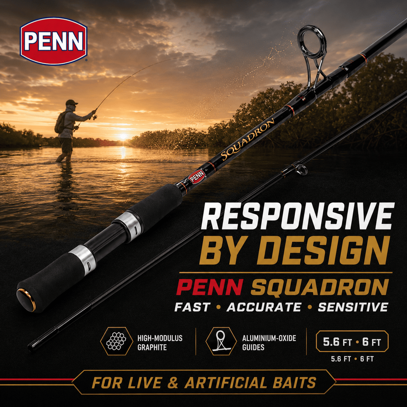 PENN Squadron Spinning Rod - 5.6 & 6 Ft