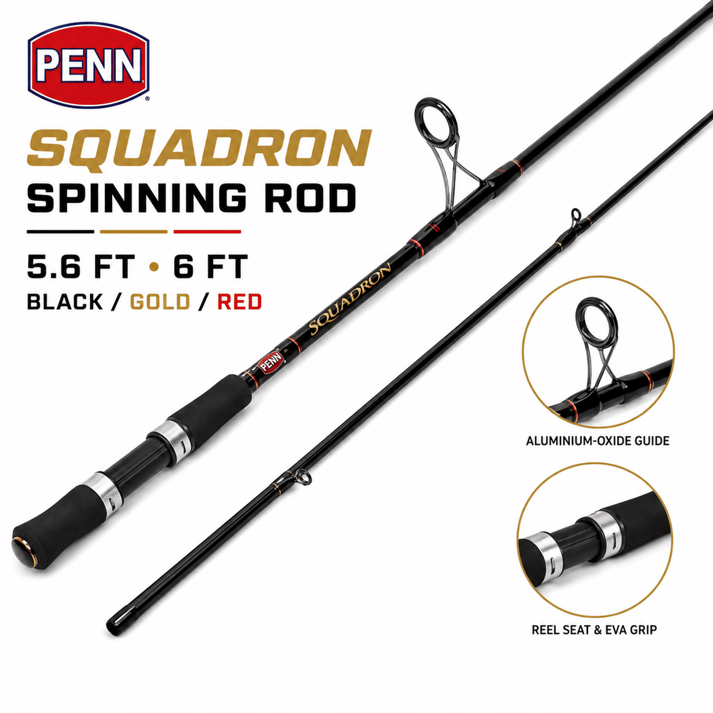 PENN Squadron Spinning Rod - 5.6 & 6 Ft