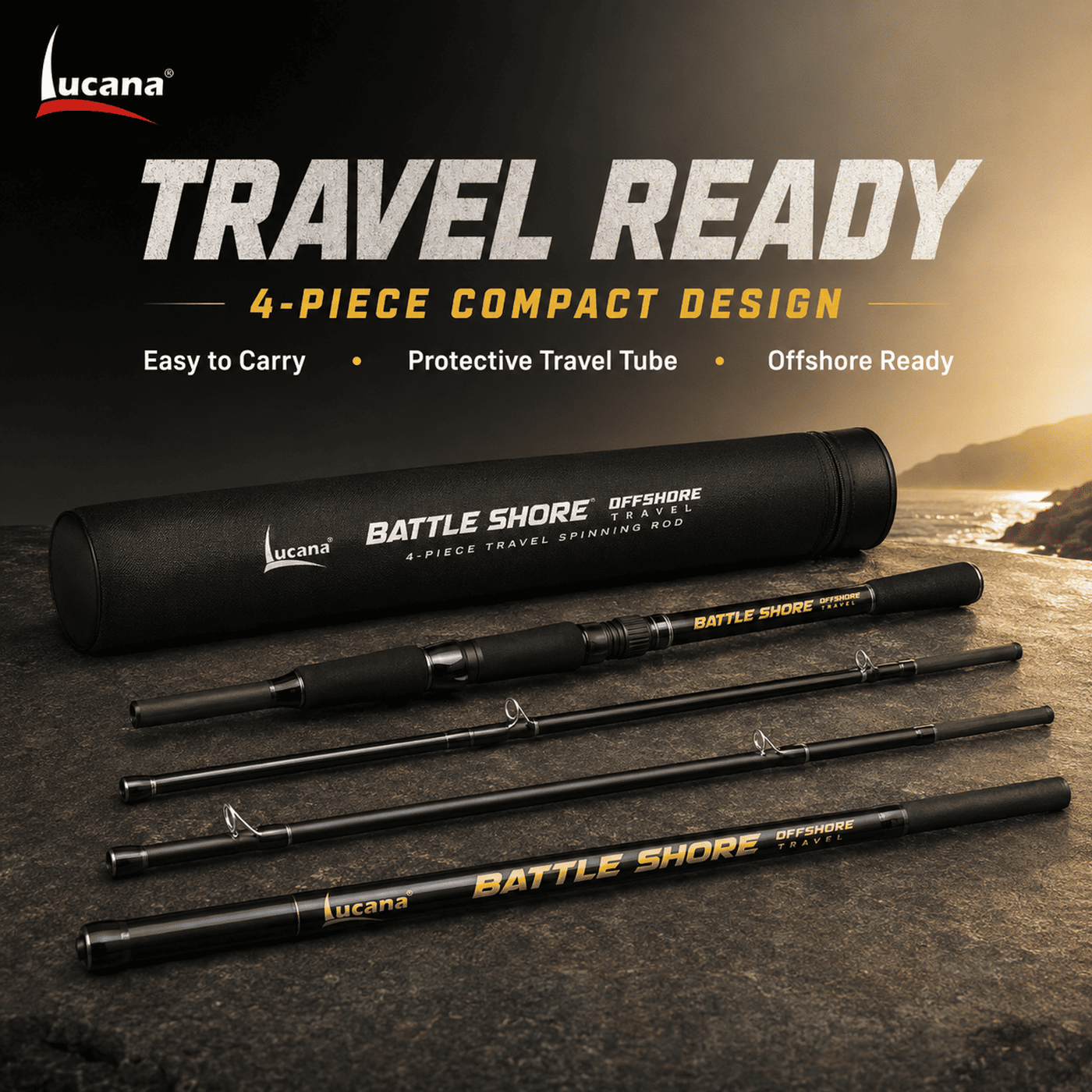 Lucana Battle Shore Travel Spinning Rod - 4 Piece