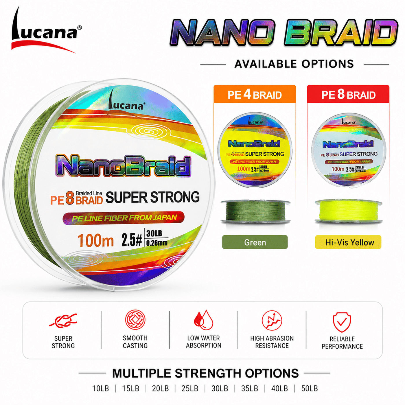 Lucana Nano Braid 8X Super Strong Braided Fishing Line 100m