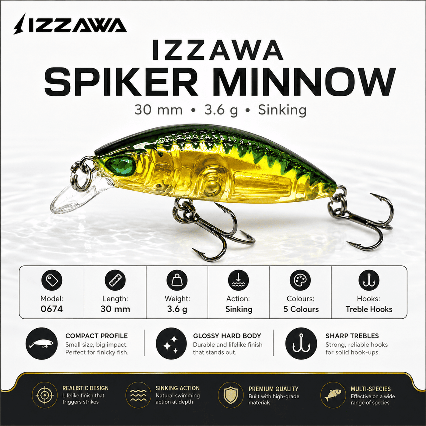 IZZAWA Spiker Minnow Lure 30mm 3.6g - Pink Glow | Pack of 1