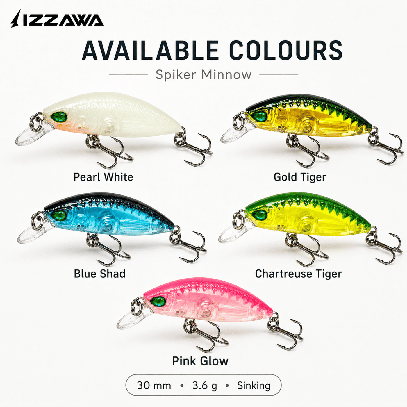IZZAWA Spiker Minnow Lure 30mm 3.6g - Pink Glow | Pack of 1