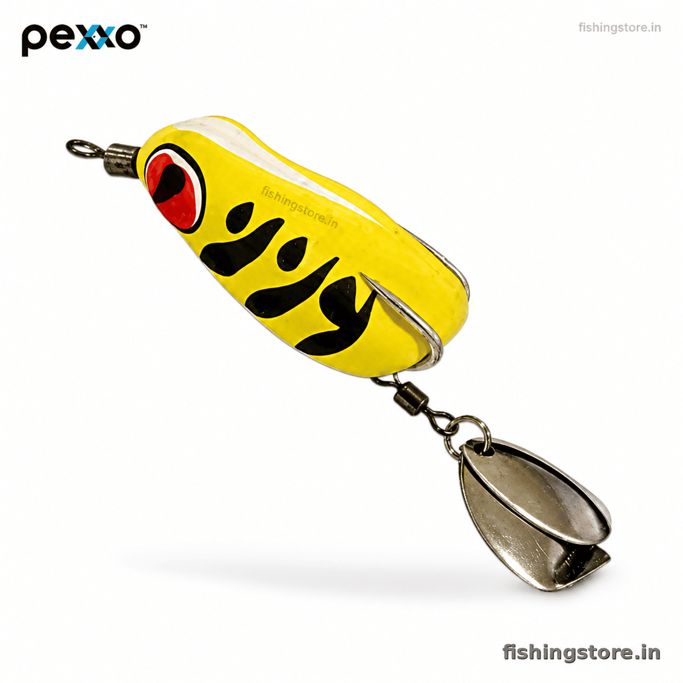 Pexxo Laser Hand Made Soft Frog Lure 4cm 7-8g  Compact Weedless Frog Bait for Bass & Snakehead - Yellow
