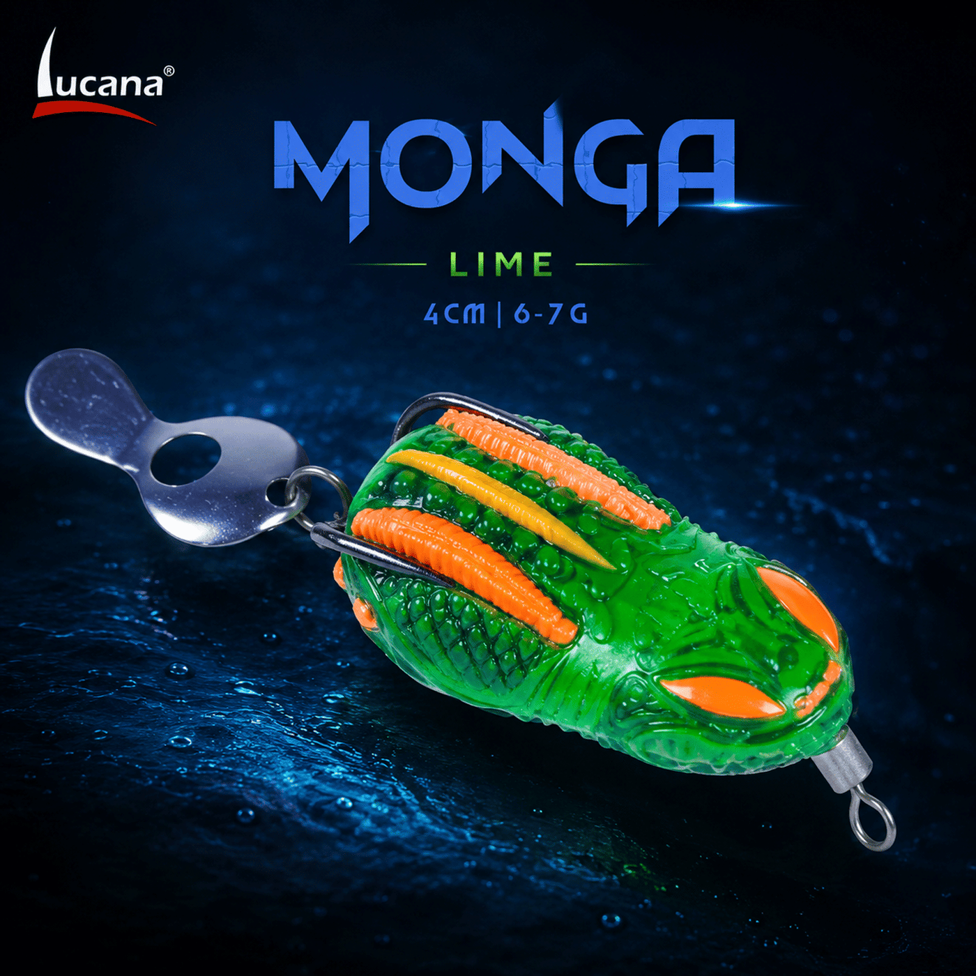 Lucana Monga Handmade Frog Lure 4cm 6-7g | Lime | Weedless Topwater Frog