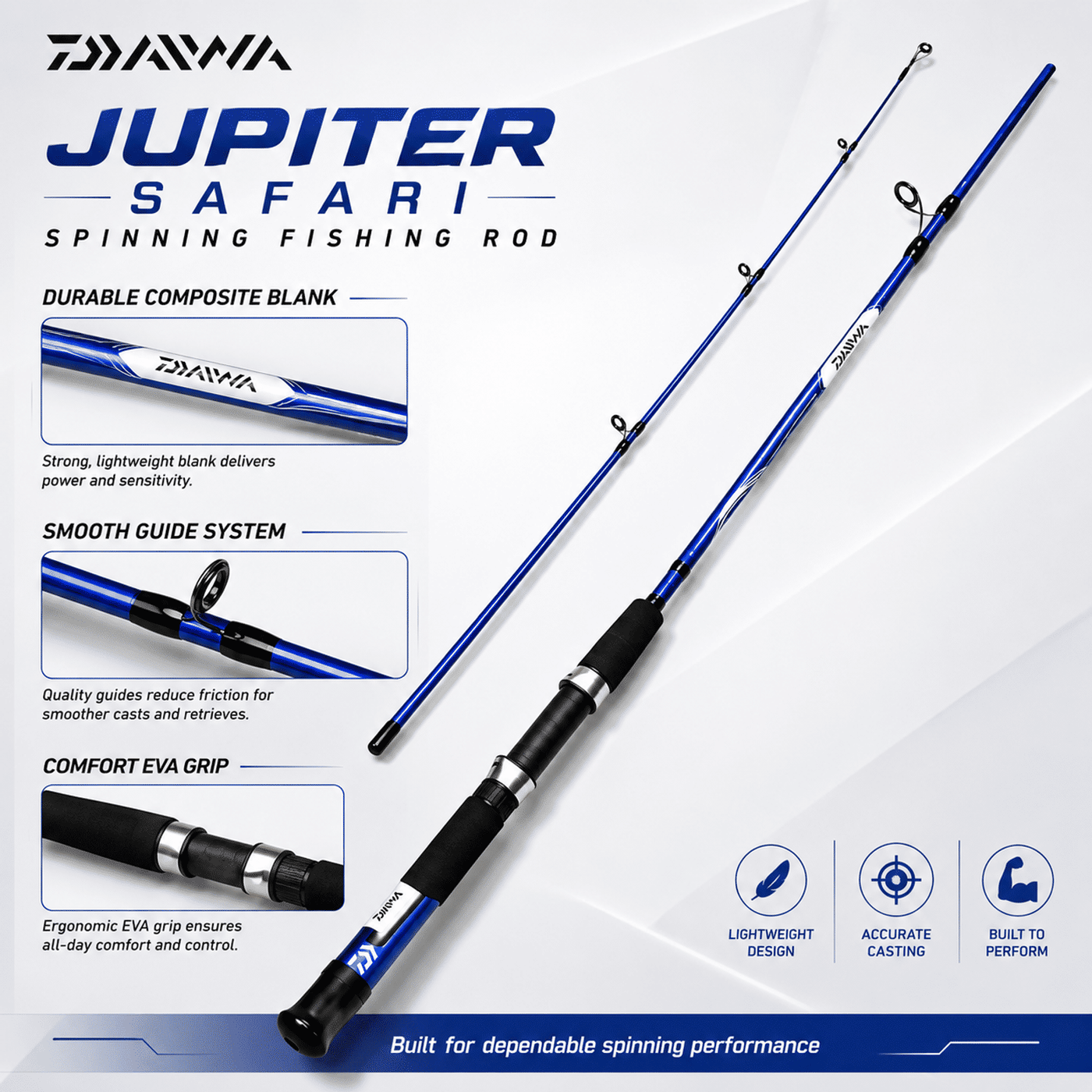 Daiwa Jupiter Safari Spinning Fishing Rod 9 Ft Heavy – 2 Piece Heavy Rod