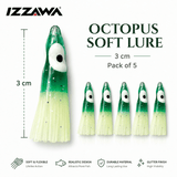 Izzawa Octopus Soft Lure 3cm - Green Glow - Pack of 5