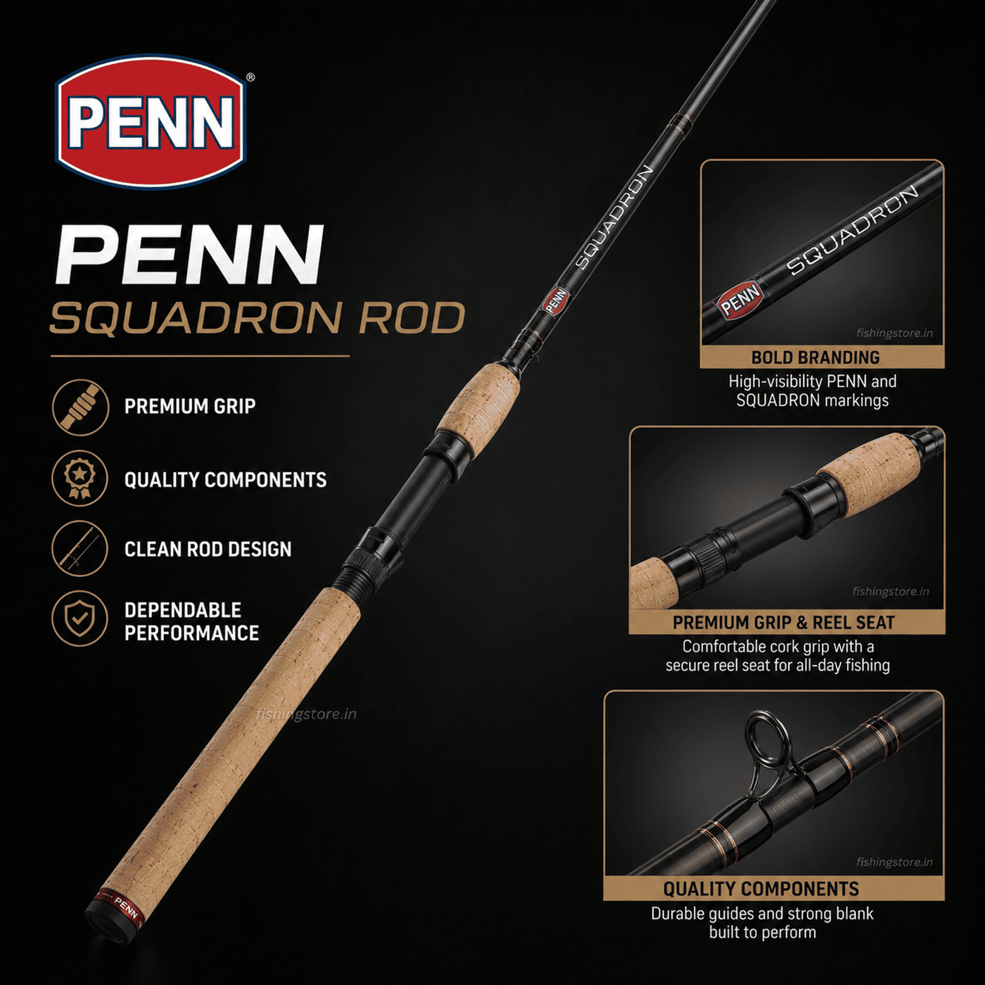 PENN Squadron Spinning Fishing Rod - 8 Ft