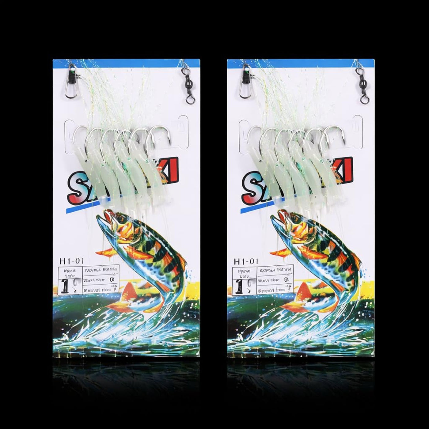 IZZAWA Sabiki Rig 2pc Glow Shrimp Size 14 – Mackerel Baitfish Saltwater