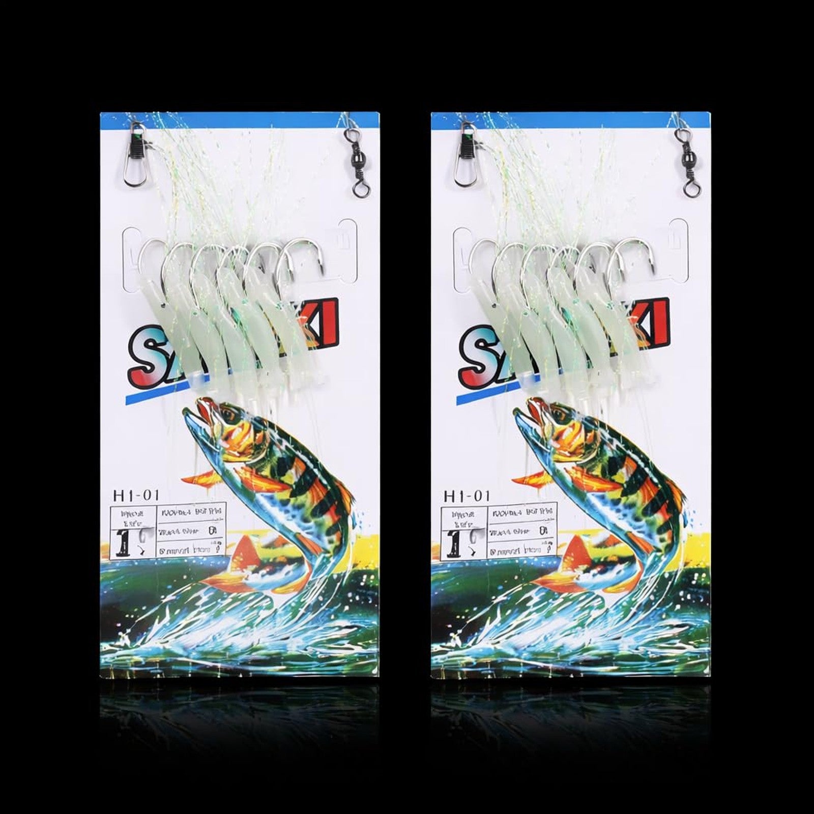 IZZAWA Sabiki Rig 2pc Glow Shrimp Size 14 – Mackerel Baitfish Saltwater