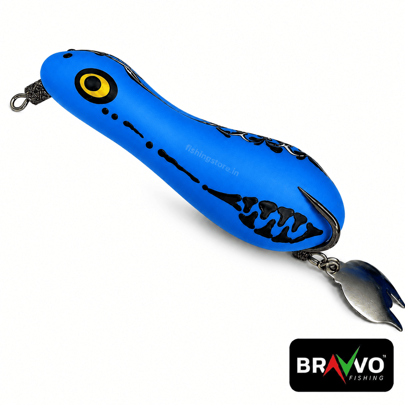 Bravvo Monster Frog Lure 8cm | Handmade Topwater Snakehead Bait for Casting (9g - 10g) | Soft Body Weedless Fishing Lure - Blue