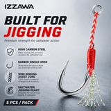 IZZAWA Assist Jig Hooks Pack of 5, High Carbon Steel, Size 20#, Saltwater Jigging Hook