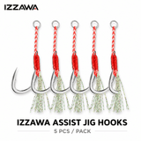 IZZAWA Assist Jig Hooks Pack of 5, High Carbon Steel, Size 20#, Saltwater Jigging Hook