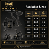 PENN Wrath II 2500-8000 Spinning Reel