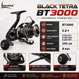 Lucana Black Tetra BT2000-BT6000 Spinning Reel