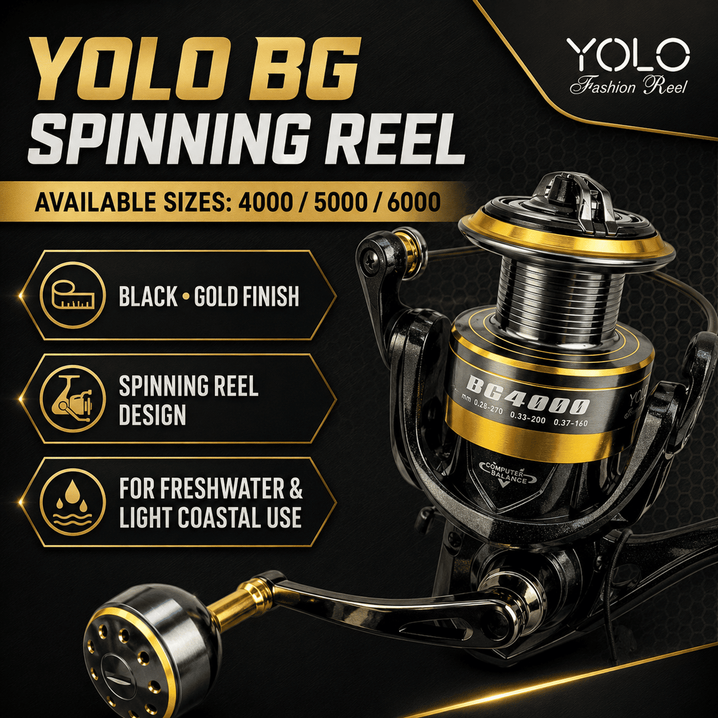 YOLO BG Spinning Fishing Reel 6000