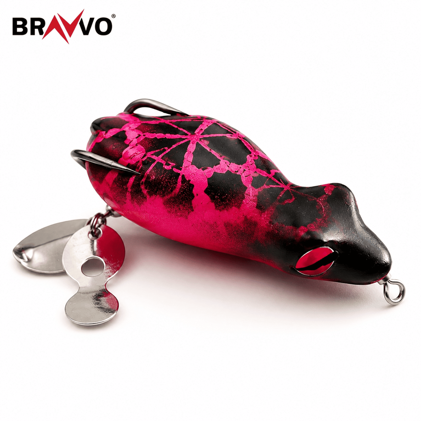 Bravvo Alavudheen Frog Lure 6.5cm 13g | Spinner Topwater Frog Bait - Pink Black