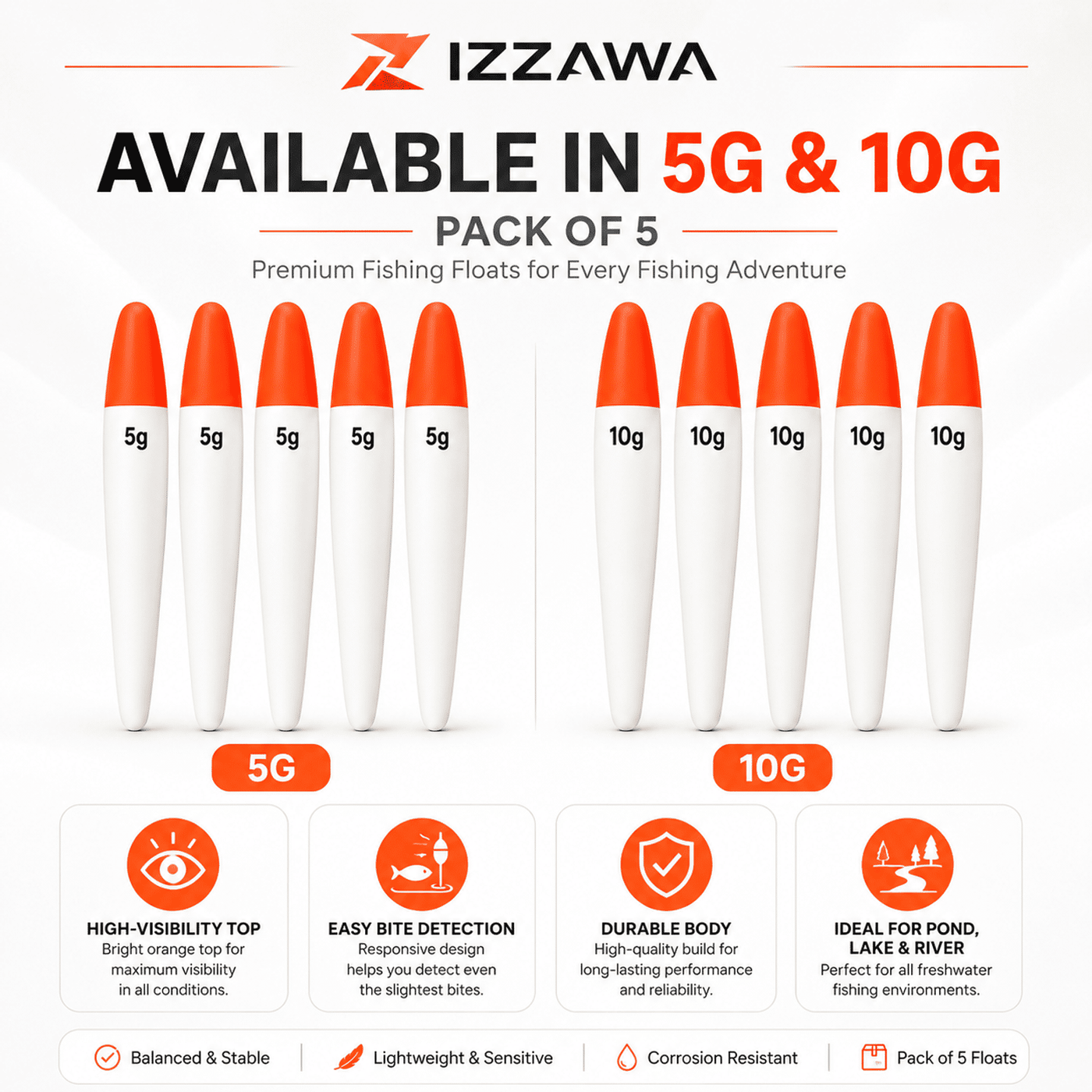IZZAWA Fishing Float 10g - Pack of 5