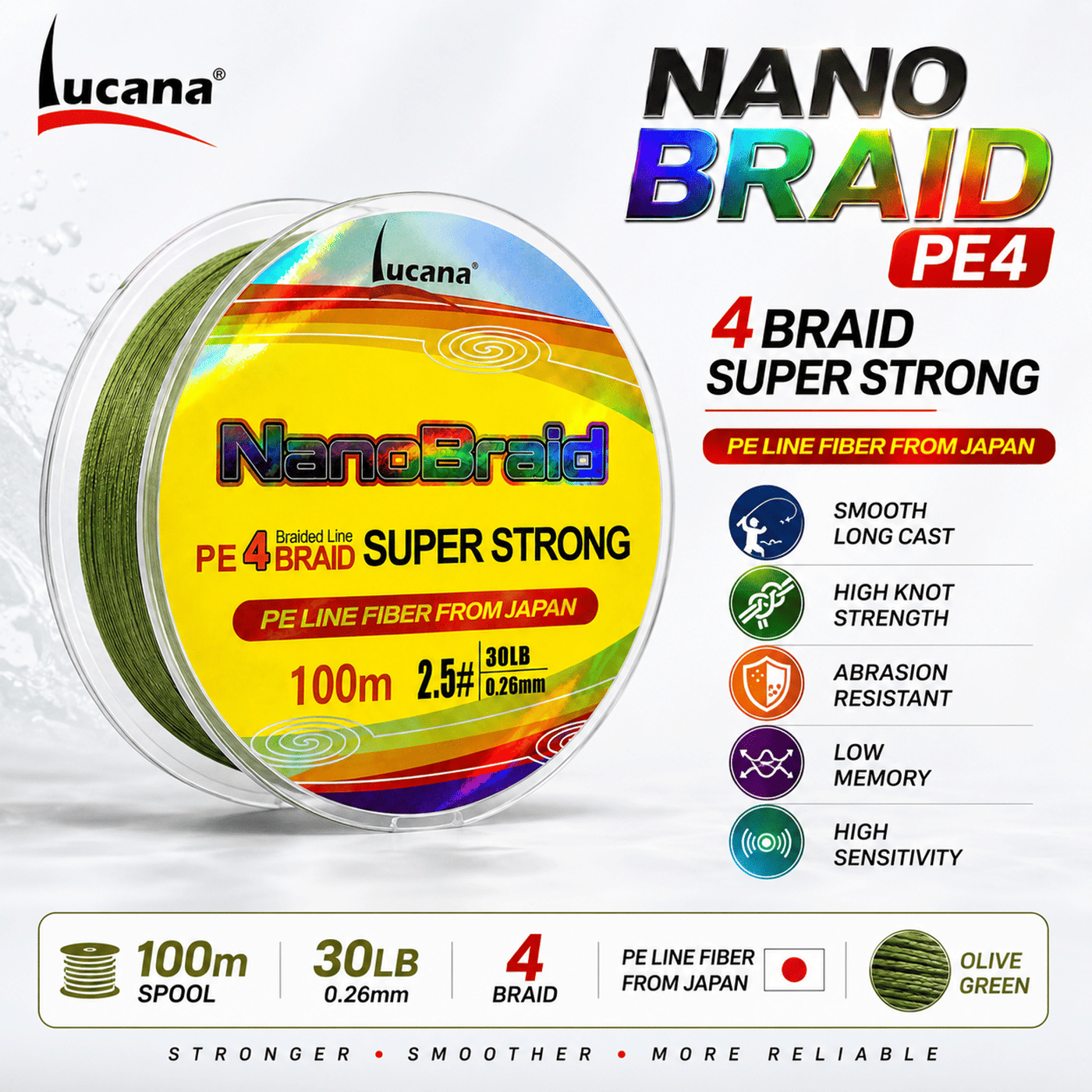 Lucana Nano Braid 4X Super Strong Braided Fishing Line 100m