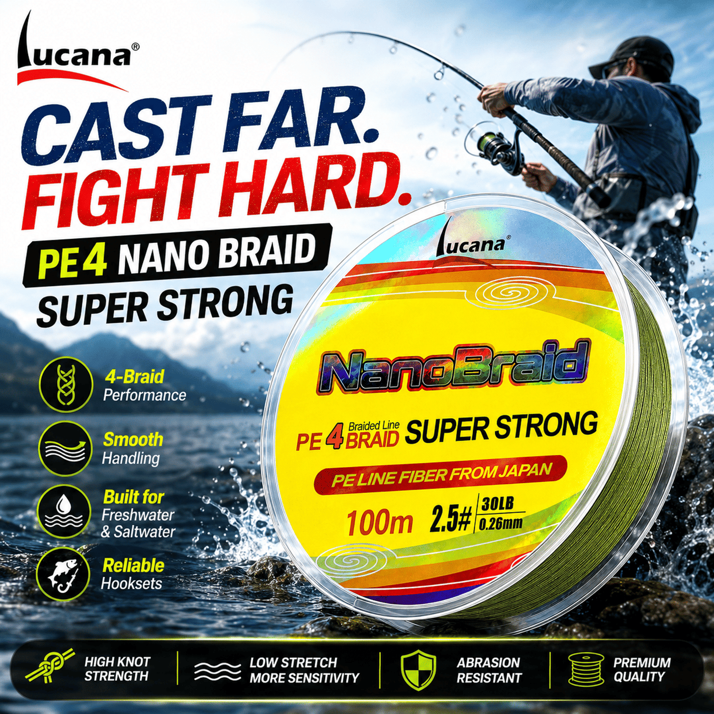 Lucana Nano Braid 4X Super Strong Braided Fishing Line 100m