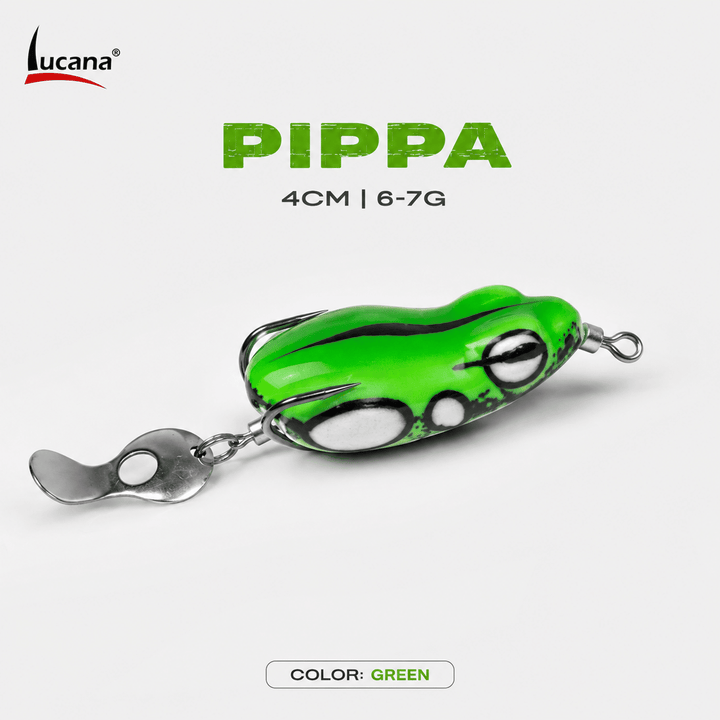 Lucana Pippa Handmade Frog Lure 4cm 6-7g | Green | Weedless Topwater Frog