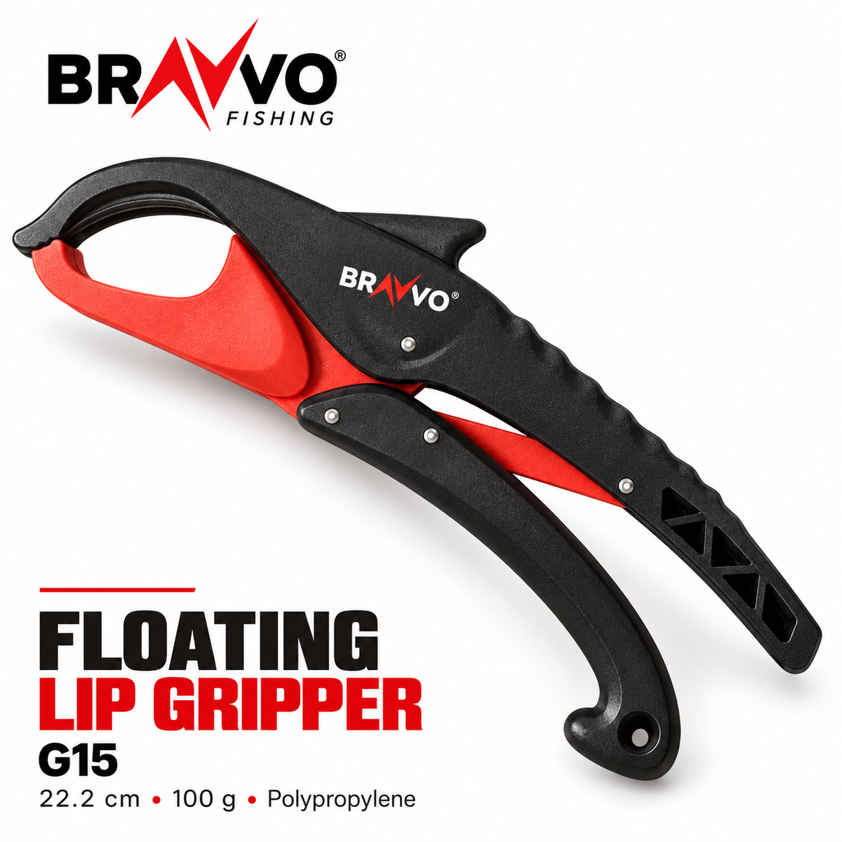 Bravvo G15 floating lip gripper, black and red, on white background