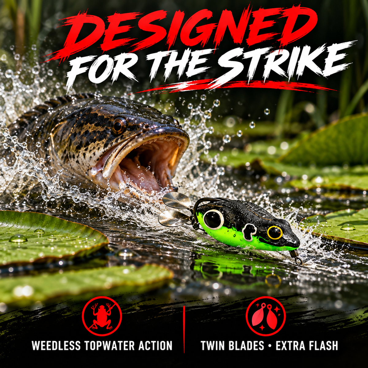 Bravvo Mr Frog topwater snakehead strike