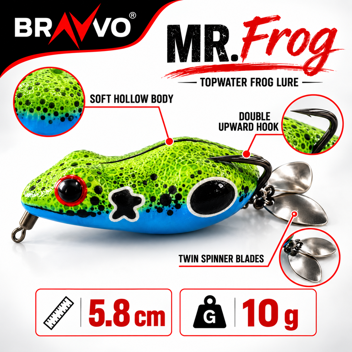 Bravvo Mr Frog 5.8 cm 10 g lure specifications