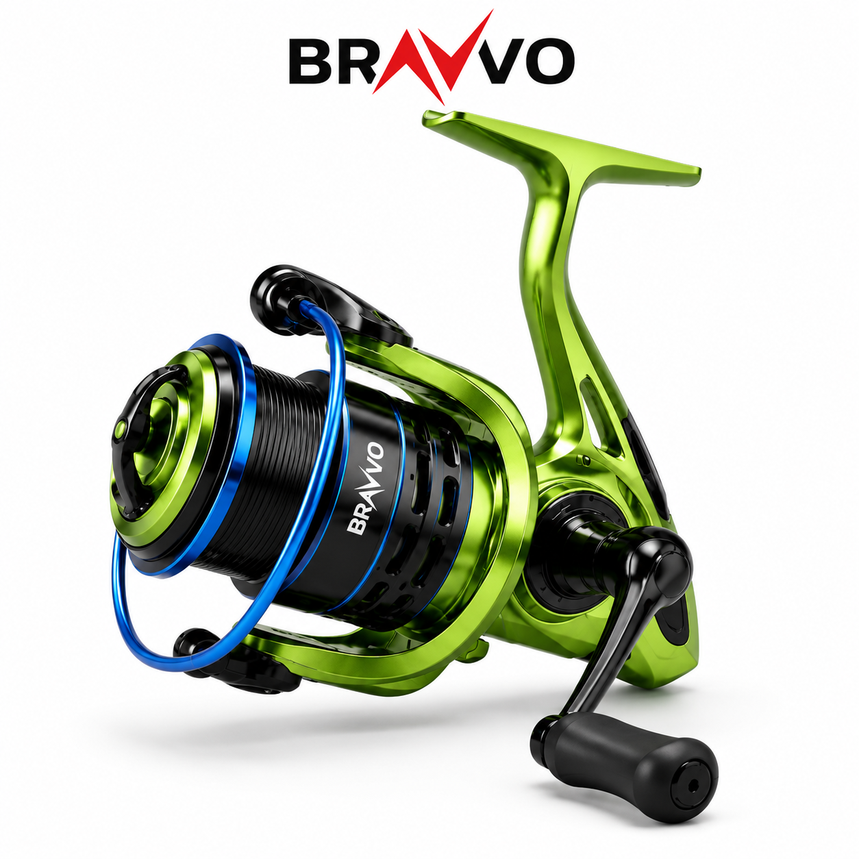 Bravvo Ultra Light Spinning Reel SW1000 on white background