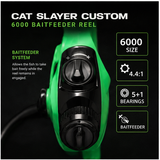 Okuma Cat Slayer baitfeeder control and specifications