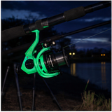 Okuma Cat Slayer 6000 reel mounted for night bank fishing