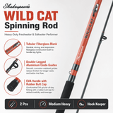 Shakespeare WILD CAT Spinning Fishing Rod 9 Ft Medium Heavy – Heavy Duty Fiberglass Rod