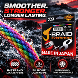 Daiwa J-Braid Expedition X8 hydrophobic 8 strand features