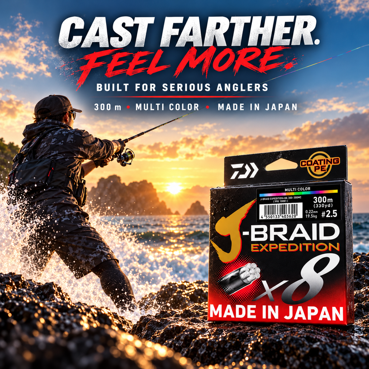 Daiwa J-Braid Expedition X8 Multi Colour saltwater fishing