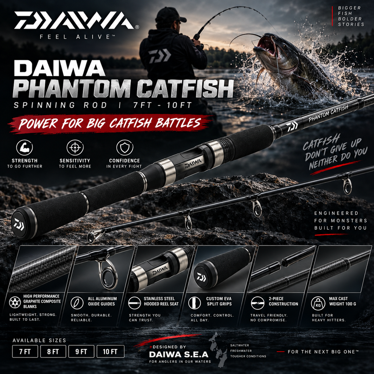 Daiwa Phantom Catfish Spinning Rod feature image