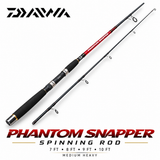 Daiwa Phantom Snapper spinning rod with red graphite blank on white background