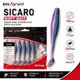 Bravvo Sicaro Soft Lure 100mm 7.5g - Blue Purple Glitter - Single Piece