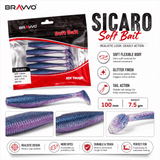 Bravvo Sicaro Soft Lure 100mm 7.5g - Blue Purple Glitter - Single Piece