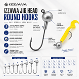 IZZAWA Round Jig Head Hooks 28g - Pack of 5, Lead Head Jig Hook for Soft Lures