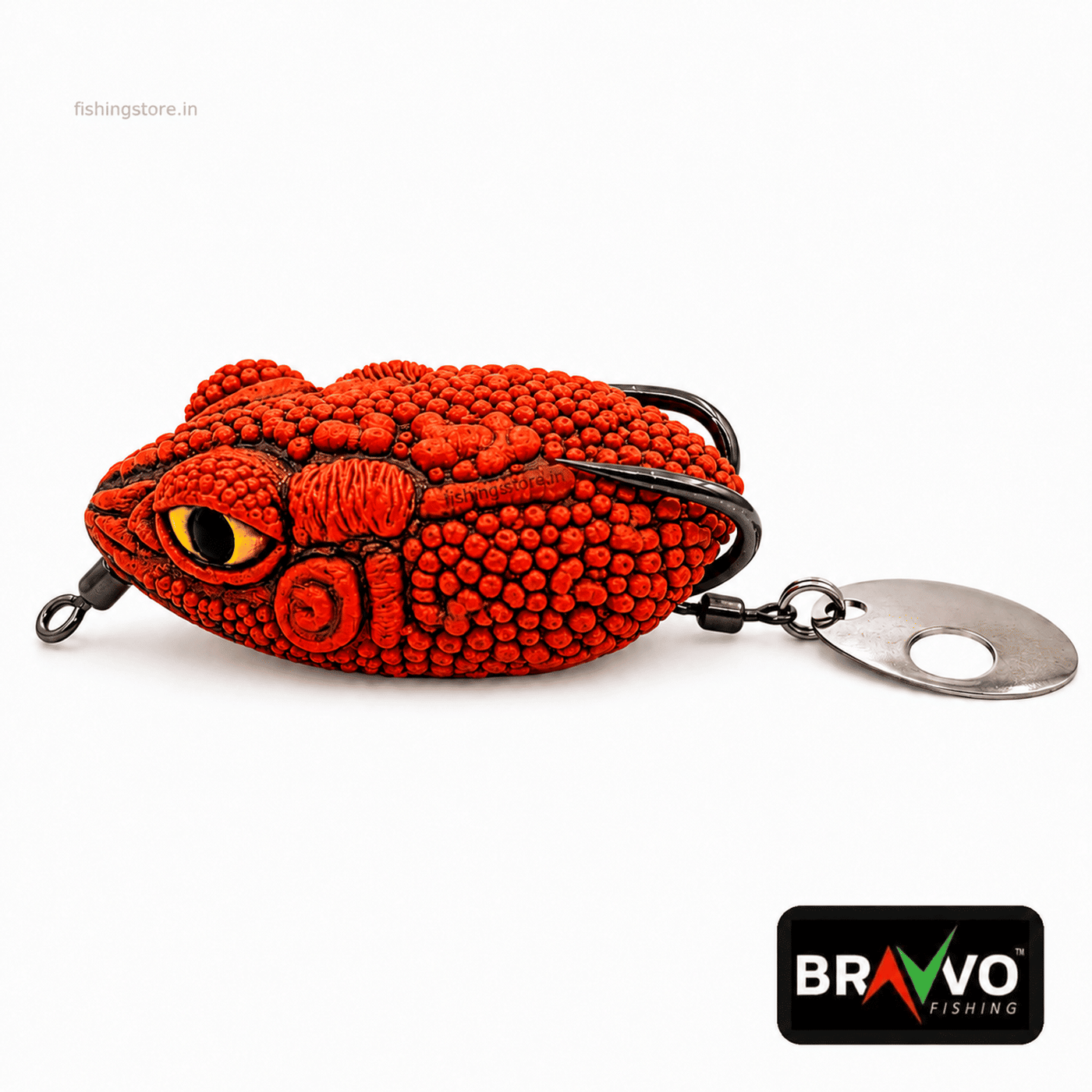 Bravvo QUARA Handmade Soft Frog Lure 4cm 6–7g – Topwater Fishing Bait for Snakehead & Bass - Orange