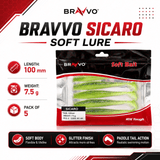 Bravvo Sicaro Soft Lure 100mm 7.5g - Green Glitter - Single Piece