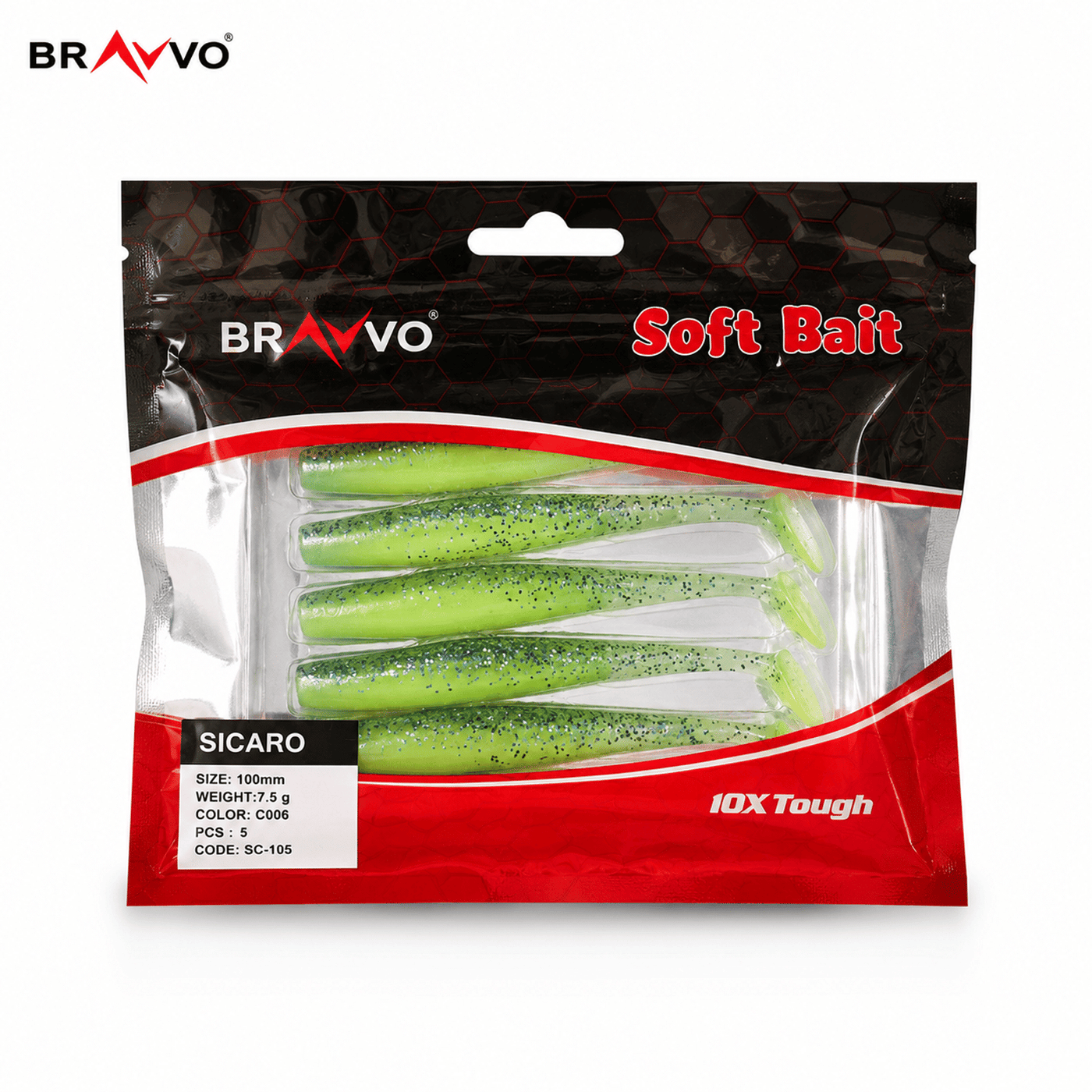 Bravvo Sicaro Soft Lure 100mm 7.5g - Green Glitter - Single Piece