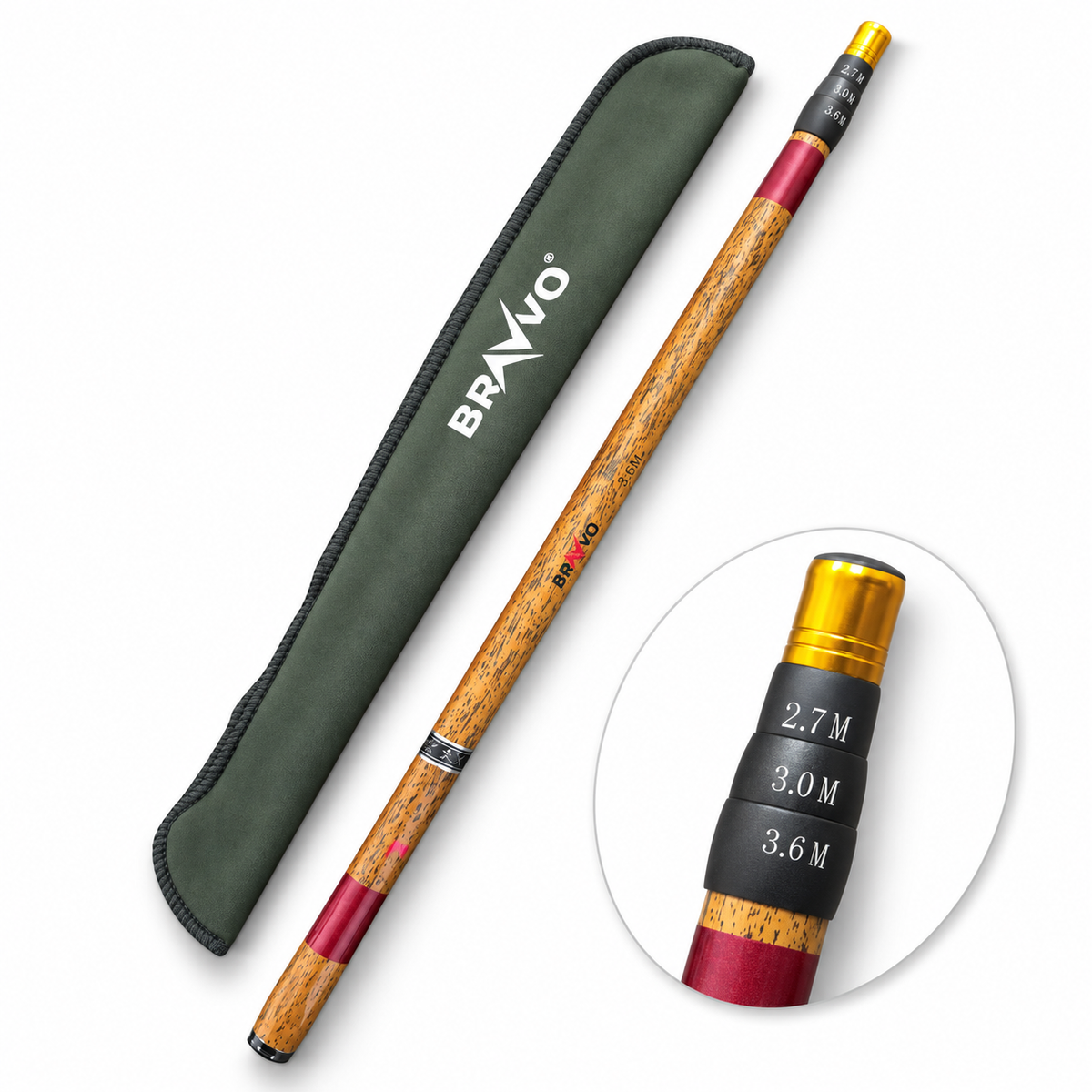 Bravvo Adjustable Carbon Pole Rod | 9–12 Ft | 116g